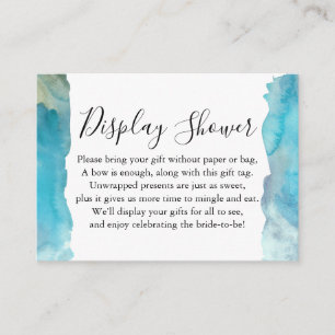 Turquoise Watercolor Wash Display Bridal Shower Enclosure Card