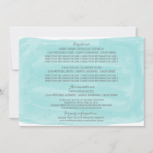 Turquoise Watercolor Wedding Information Card