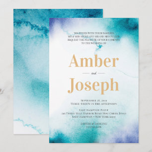 Turquoise Watercolor Wedding invitation
