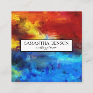 Turquoise Watercolor Wedding Planner Square Busine Square Business Card