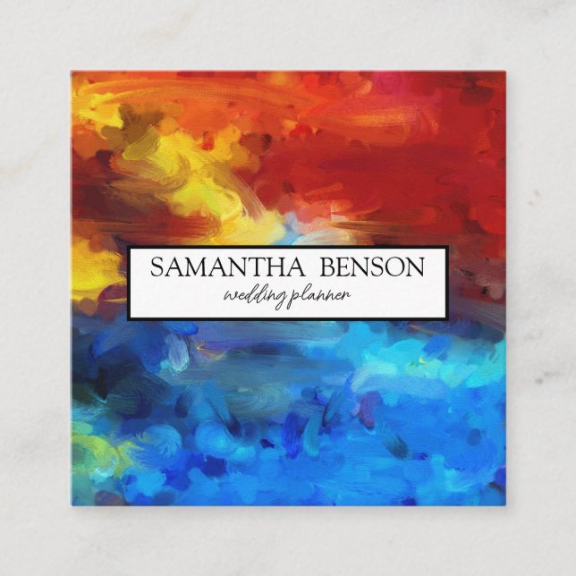 Turquoise Watercolor Wedding Planner Square Busine Square Business Card (Front)