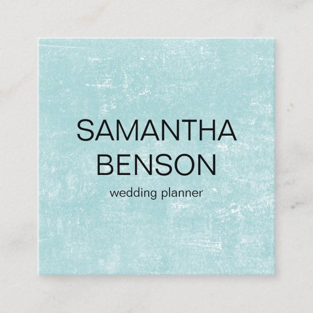 Turquoise Watercolor Wedding Planner Square Business Card (Front)
