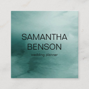 Turquoise Watercolor Wedding Planner Square Business Card