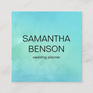 Turquoise Watercolor Wedding Planner Square Business Card