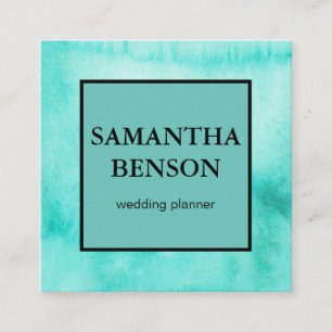 Turquoise Watercolor Wedding Planner Square Square Business Card