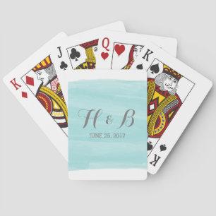 Turquoise Watercolor Wedding Playing Cards