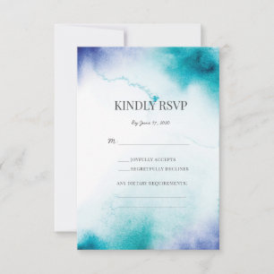 Turquoise Watercolor Wedding RSVP cards