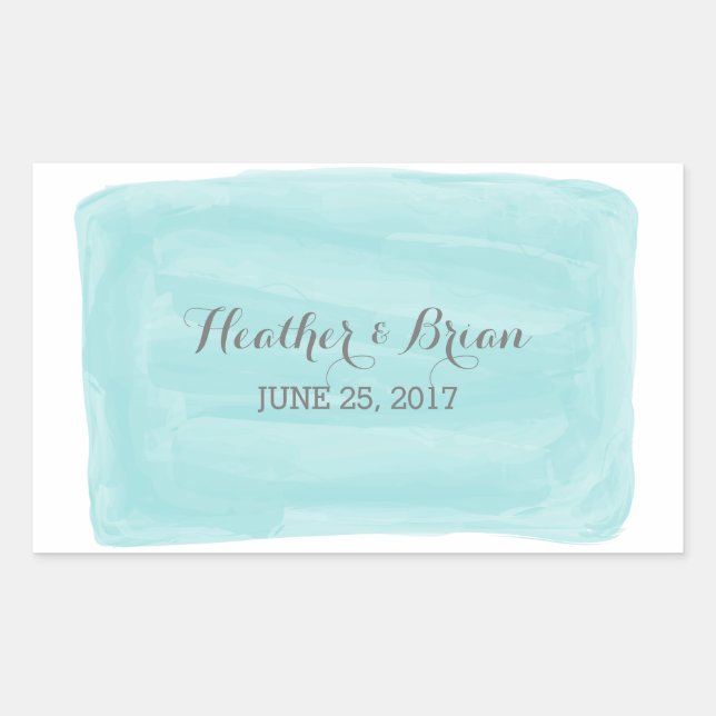 Turquoise Watercolor Wedding Stickers (Front)