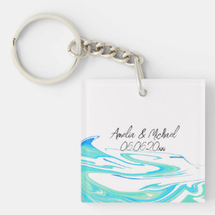 Turquoise Wave Personalized Key Ring