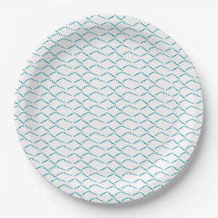 Turquoise Waves Abstract Beach Mermaid Scales Paper Plate