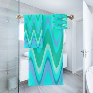 Turquoise Waves Bath Towel Set