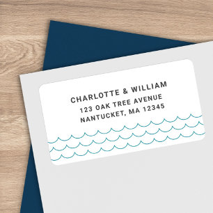 Turquoise Waves Return Address Label