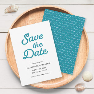 Turquoise Waves Save the Date Card