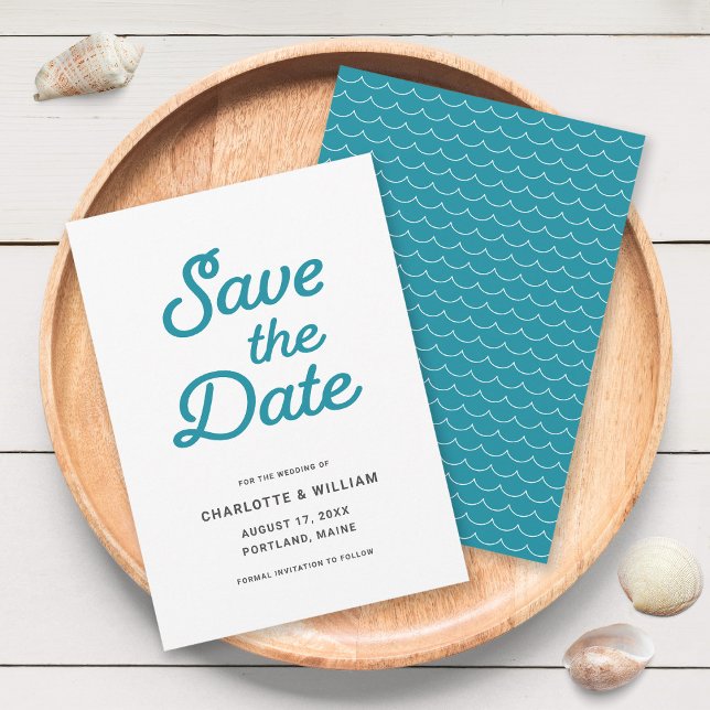 Turquoise Waves Save the Date Card (Creator Uploaded)