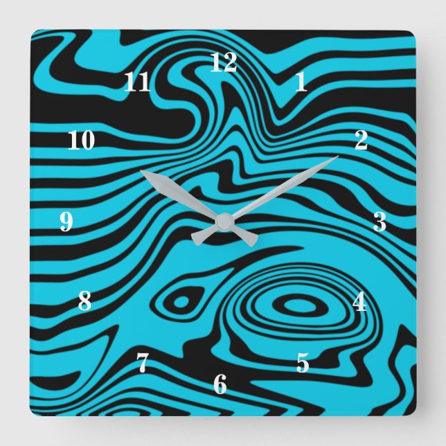Turquoise Waves Wall Clock - Choose Colour (Front)
