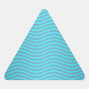 Turquoise Wavy Stripes Pattern Triangle Sticker