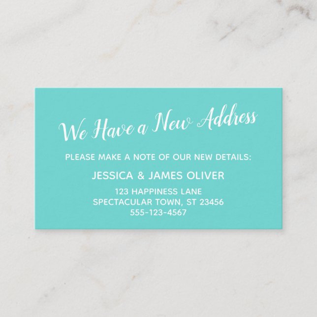 Turquoise We Have a New Address Handout Cards (Front)