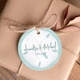 Turquoise Wedding Minimalist Beach Sand Dollar Favour Tags