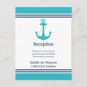 Turquoise Wedding Reception Direction Invitation