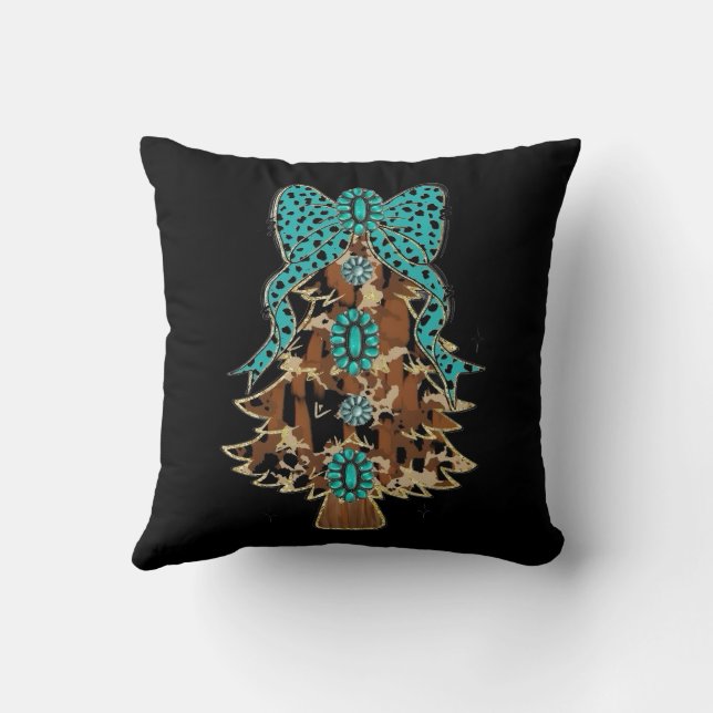 Turquoise western Christmas shirt Cushion (Back)
