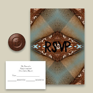 Turquoise Western Motif Wedding RSVP
