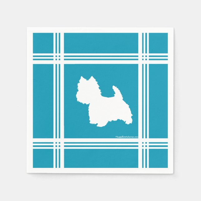 Turquoise Westies Napkin (Front)
