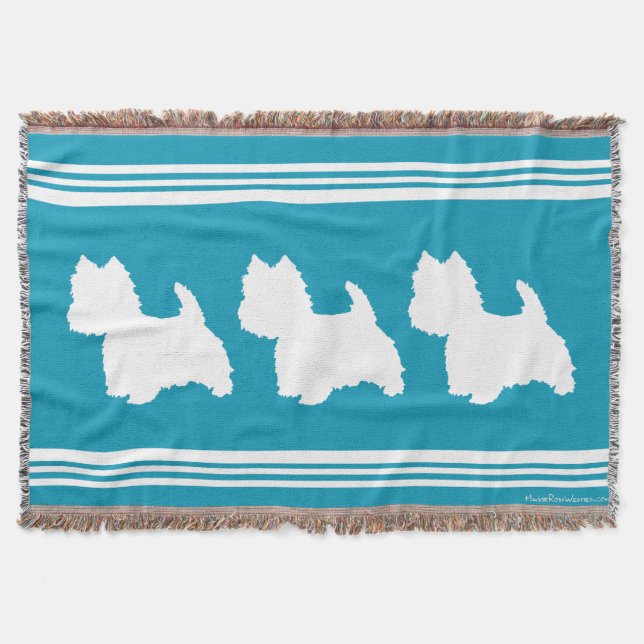 Turquoise Westies Throw Blanket (Front)