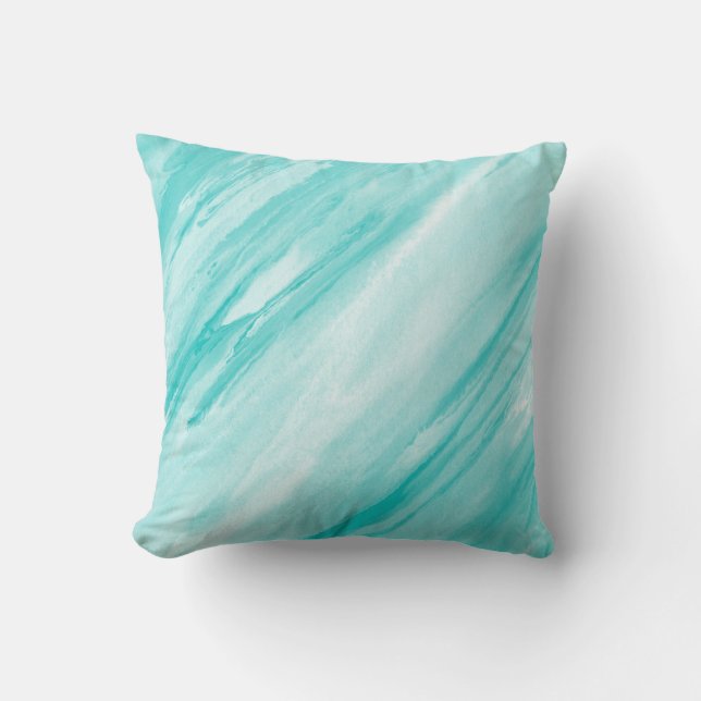 Turquoise White Abstract Cushion (Front)