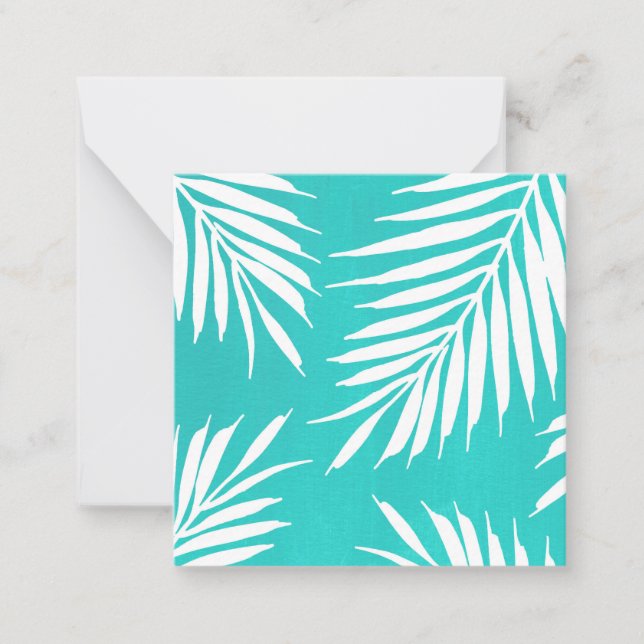 Turquoise White Acrylic Palm Leaves  Card (Front)