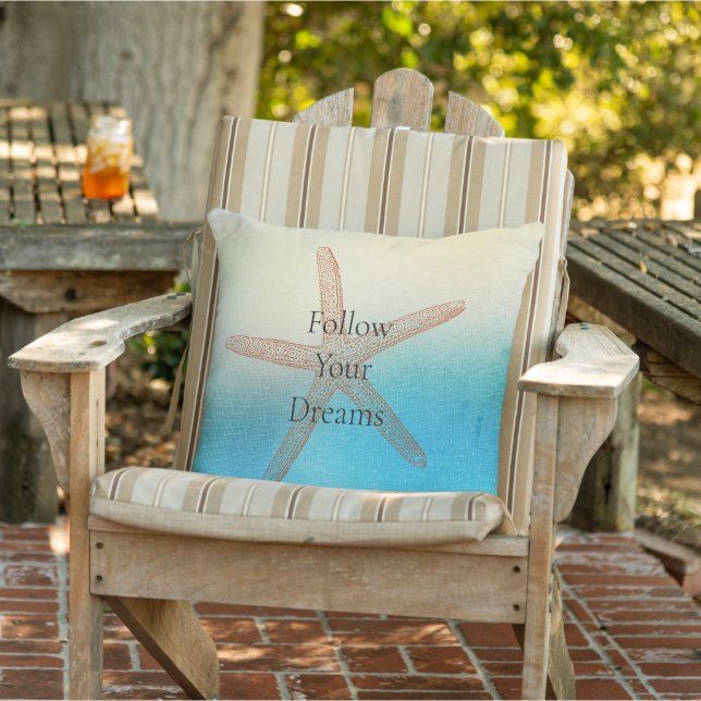 Turquoise White Aqua Blue Beach Starfish Cushion (Chair)
