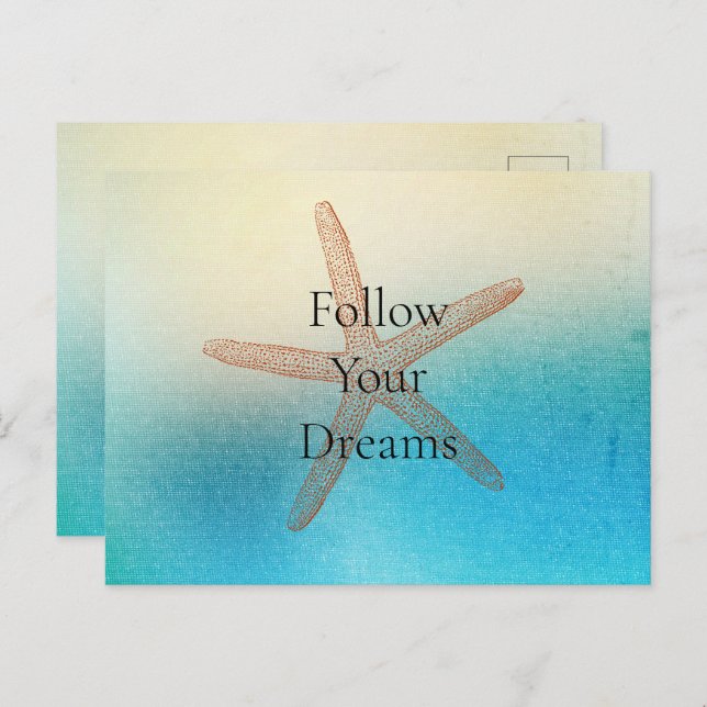 Turquoise White Aqua Blue Beach Starfish Postcard (Front/Back)