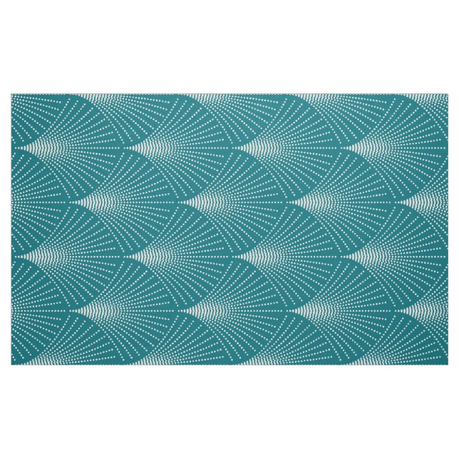 Turquoise & White Art-Deco Geometric Pattern Fabric (Fat Quarter)