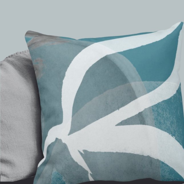 Turquoise & White Artistic Abstract Watercolor Cushion (Creator Uploaded)