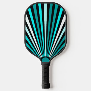Turquoise White Black white stripes Pickleball Paddle