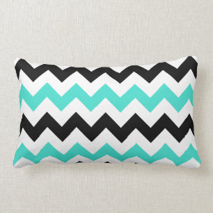 Turquoise White Black Zigzag Lumbar Cushion