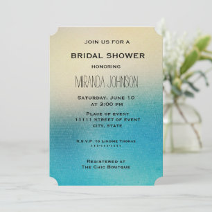 Turquoise White Chic Aqua Blue Bridal Shower   Invitation
