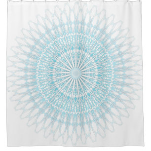 Turquoise White Coastal Mandala Shower Curtain