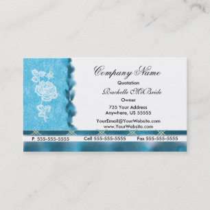 Turquoise White Embroidery Rose Business Cards