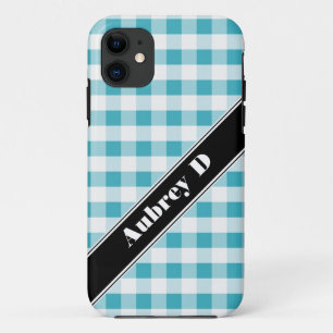 Turquoise & White Gingham custom iPhone 5 Case