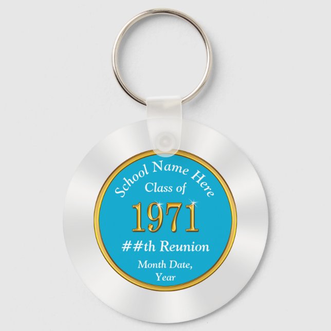 Turquoise White Gold, Class of 1971 Reunion Favour Key Ring (Front)