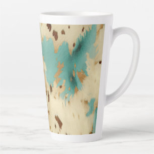 Turquoise White Gold Cowhide Latte Mug
