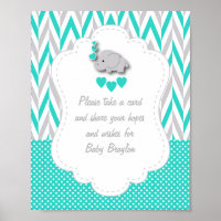 Turquoise, White Grey Elephant Baby Shower