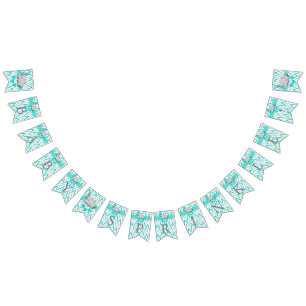 Turquoise, White Grey Elephant Baby Sprinkle Bunting