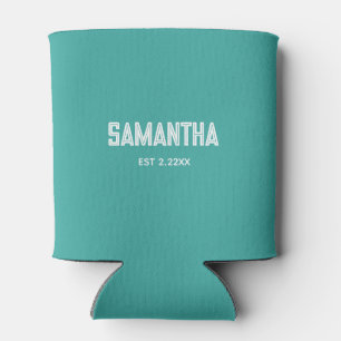 Turquoise &white monogram name Cooler