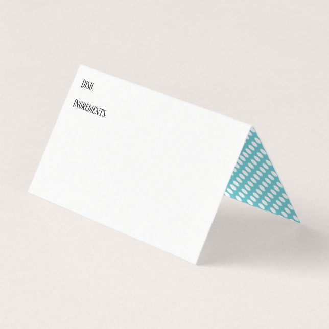 Turquoise White Polka Dot Potluck Dish Recipe Card (Front)
