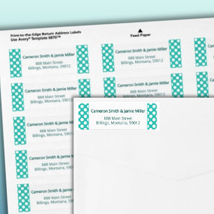 Turquoise White Polka Dots Return Address Label