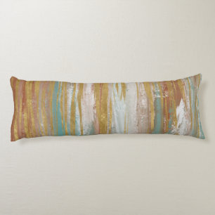 Turquoise, White, Red Ochre and Gold Abstract Body Cushion
