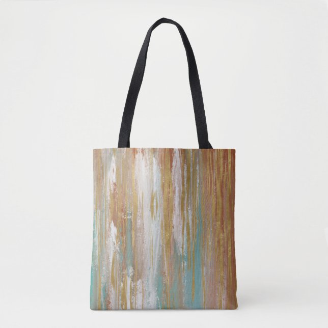 Turquoise, White, Red Ochre and Gold Abstract Tote Bag (Front)