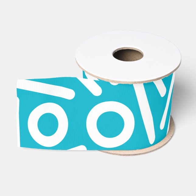 Turquoise white seamlses monogram Pattern ribbon Grosgrain Ribbon (Spool)