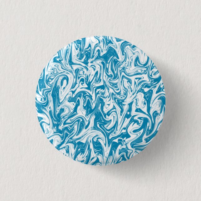 Turquoise & White Swirl 3 Cm Round Badge (Front)